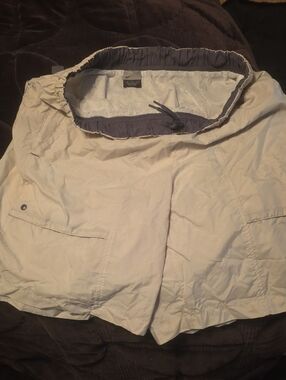 Nike Beige Athletic Shorts with Gray Waistband